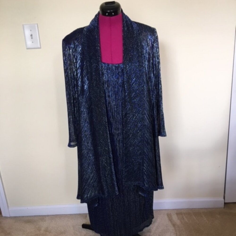Glitter Jacket Dress, Midnight Blue, 18W, Special Events/Parties